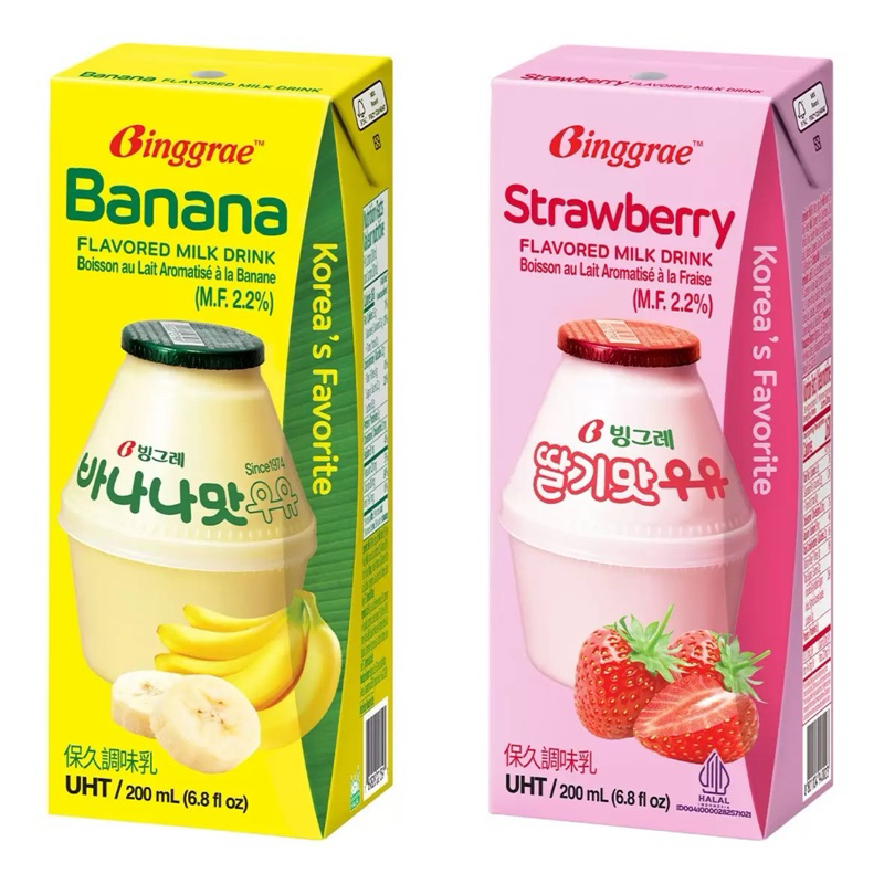 JB 雙子星小舖 ★ 《Costco好市多代購》Binggrae香蕉牛奶 / 草莓牛奶 保久調味乳 1瓶 (200毫升)