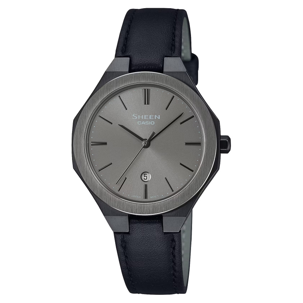 CASIO 卡西歐(SHE-4563BL-8A) SHEEH 現代極簡設計 優雅酷炫淑女腕錶-深灰 皮錶帶