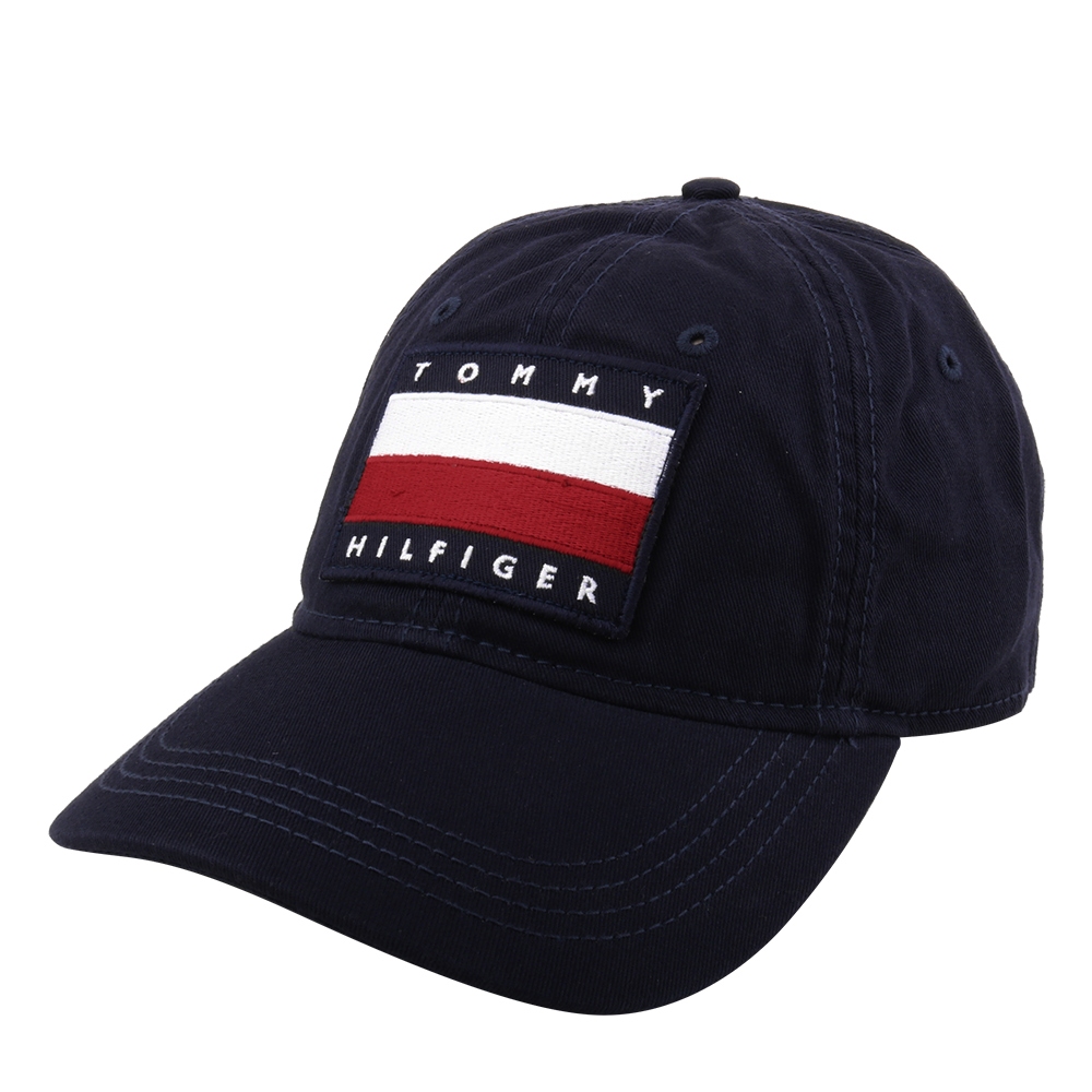 TOMMY HILFIGER- 紅白繡線大旗標標誌棒球帽(海軍藍)