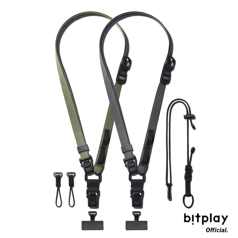 【bitplay】多工機能背帶 手機掛繩 手機背帶 (含掛繩通用墊片）黑色