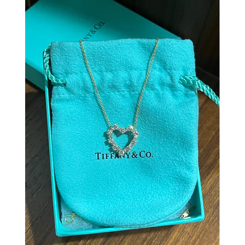 真品Tiffany 18K 750 愛心 心形 鑽石項鍊