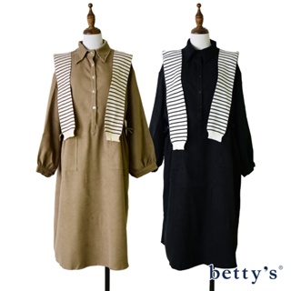 betty’s貝蒂思(15)條紋披肩腰抽繩洋裝(共二色)