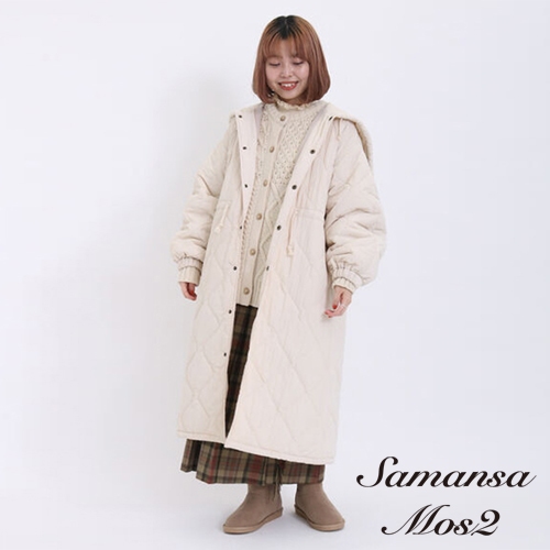 Samansa Mos2 絎縫連帽抽繩設計長版大衣外套(FL37L0Z0280)