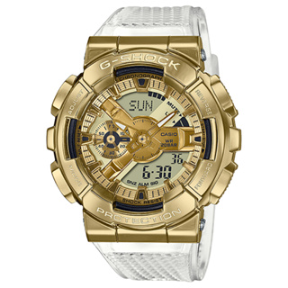 CASIO G-SHOCK 透明樹脂錶帶 金色不鏽鋼殼 男款潮流不敗 GM-110SG-9ADR