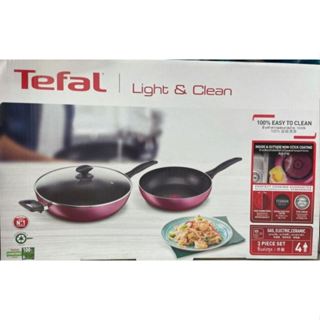 【Tefal 法國特福】巴洛克系列不沾鍋具3件組(26cm深平底鍋+32cm不沾炒鍋+鍋蓋)