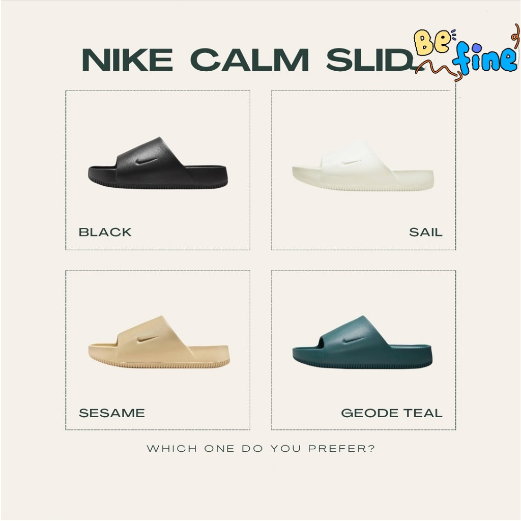 NIKE Calm Slide “Black” 黑 全白 奶茶 藏青 拖鞋 FD4116-001 100 200 300