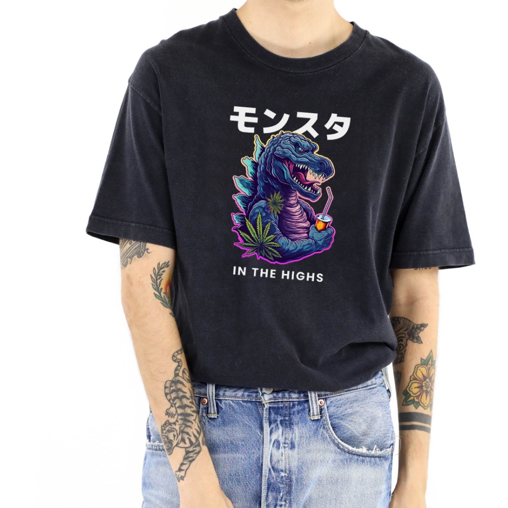 MONSTER HIGHS 中性短袖T恤 6色 怪獸哥吉拉服飾日本大麻葉禮物潮T班服金剛日文寬鬆Godzilla食物