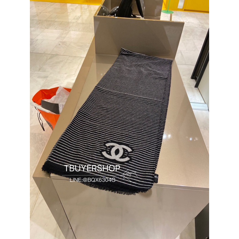 [Tbuyershop] 台灣現貨🍀 Chanel 24p 黑 條紋cc圍巾