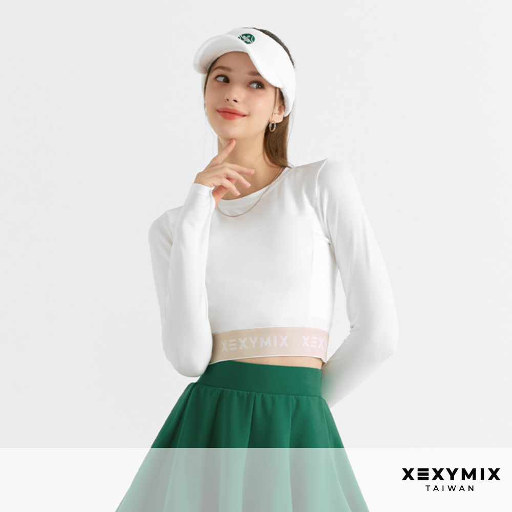 XEXYMIX 標誌文字下襬短版長袖上衣 XWFLT01H3 長袖上衣 短版上衣 LT01H3