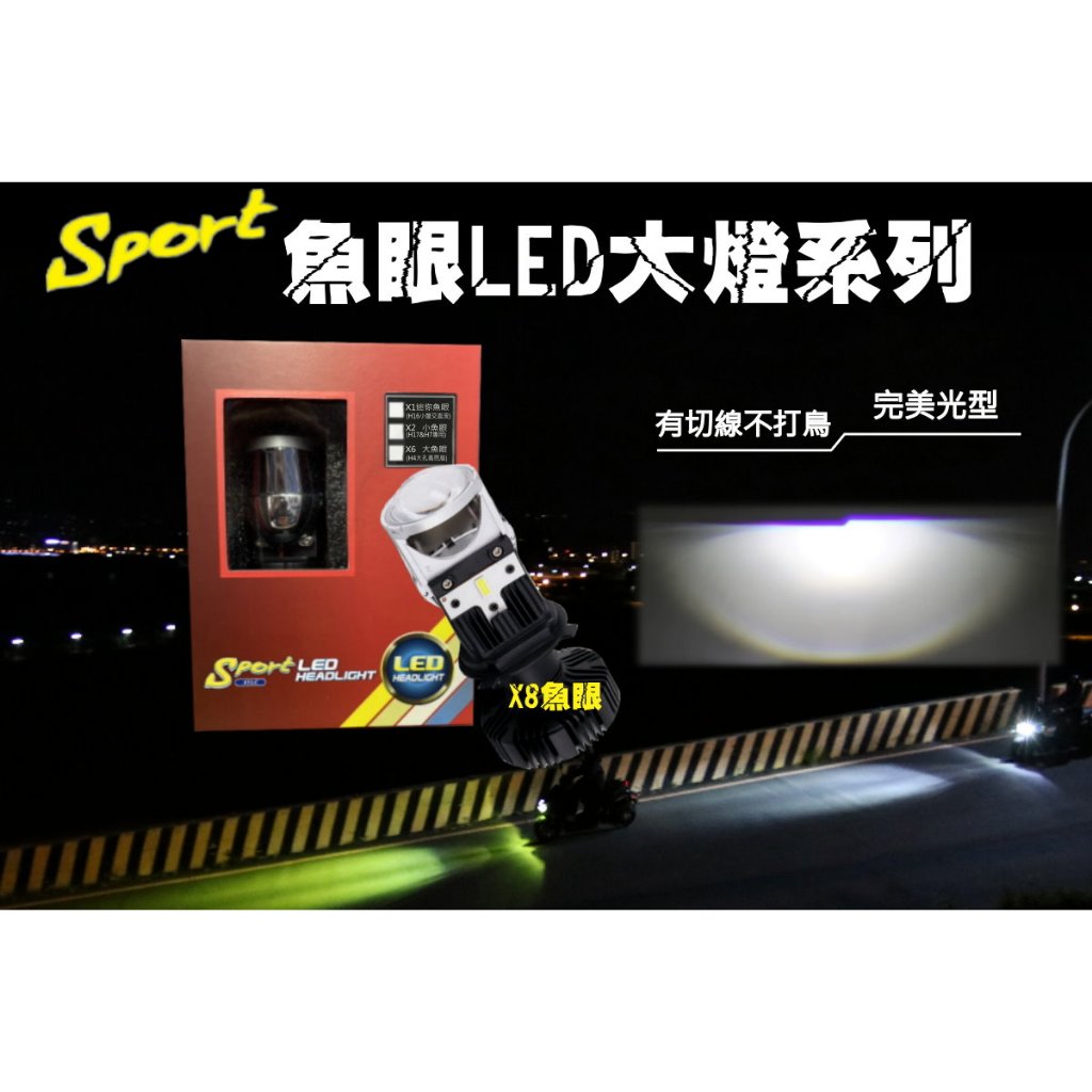 ├S86┤Sport X8 LED廣角魚眼  H4/HS1通用型規格 倒Z光型切線設計不刺眼勁戰 SMAX