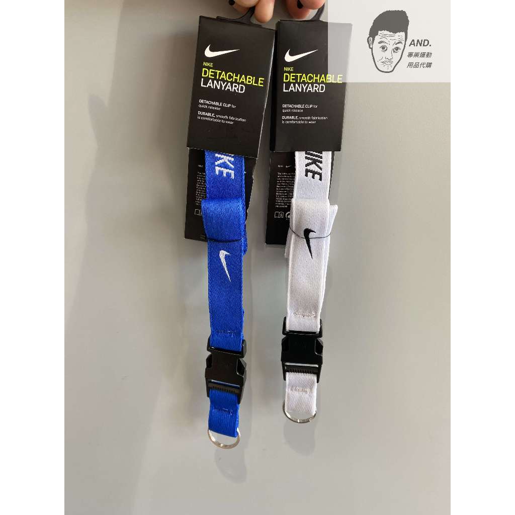 【AND.】NIKE  LANYARD 識別證吊帶  掛繩 基本款 勾勾 電繡LOGO 白/藍 NIA17101/413