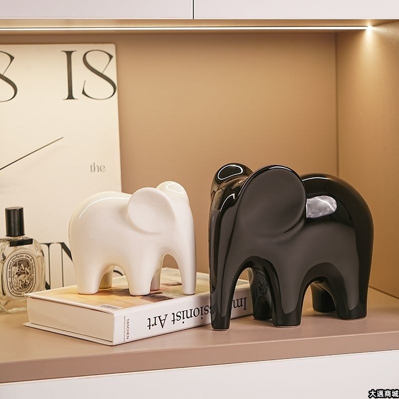 【新款現貨】陶瓷 北歐大象擺飾 軟裝 家居 客廳 電視櫃 玄關 酒櫃 找對象現代擺件品