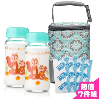 DL哆愛 玻璃奶瓶+保冷袋7件組套組 寬口240ml【A10057】母乳儲存瓶 嬰兒奶瓶