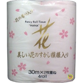 超取限4組~日本製 滾筒式雙層衛生紙 4捲入~HANA 粉白雙色 華麗花香