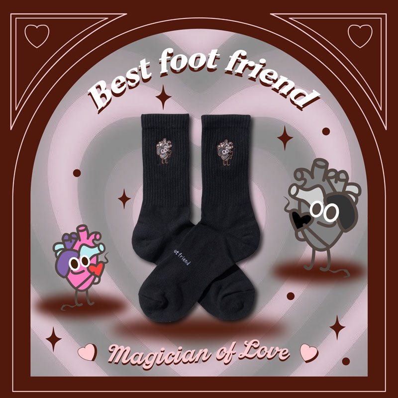 BEST FOOT FRIEND BF24002-BK 愛情魔法師 BFF 中筒襪 / 小腿襪 (黑色) 化學原宿