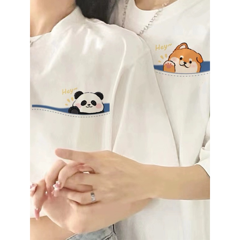 【情侶裝】柴犬&amp;熊貓款夏季情侶裝 短袖情侶裝 情侶裝 不一樣的情侶裝 yiayiashop情侶裝