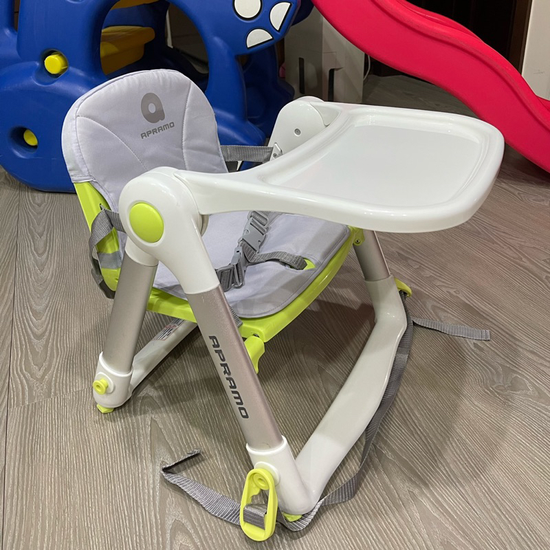 出清 二手 英國 Apramo Flippa 折疊式兒童餐椅 攜帶型餐椅 旅行餐椅 糖果綠（附椅墊 收納提袋）