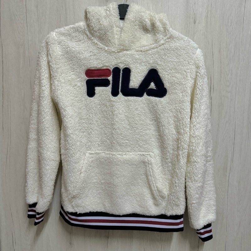 FILA 長袖白色帽T