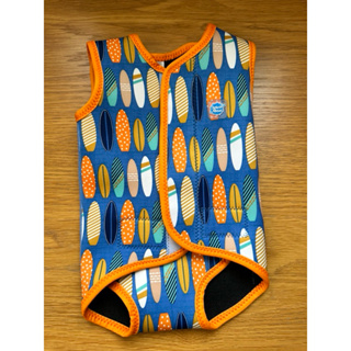 《Splash About 潑寶》BabyWrap 包裹式保暖泳衣含泳帽 M號6-18m- 衝浪小子 極新 二手附外包裝