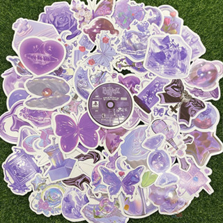 【現貨】🌸"60張入"反光 紫色3D 小清新 風格貼紙 PVC 防水貼紙 行李箱貼紙 安全帽貼紙 機車貼紙 手機貼紙