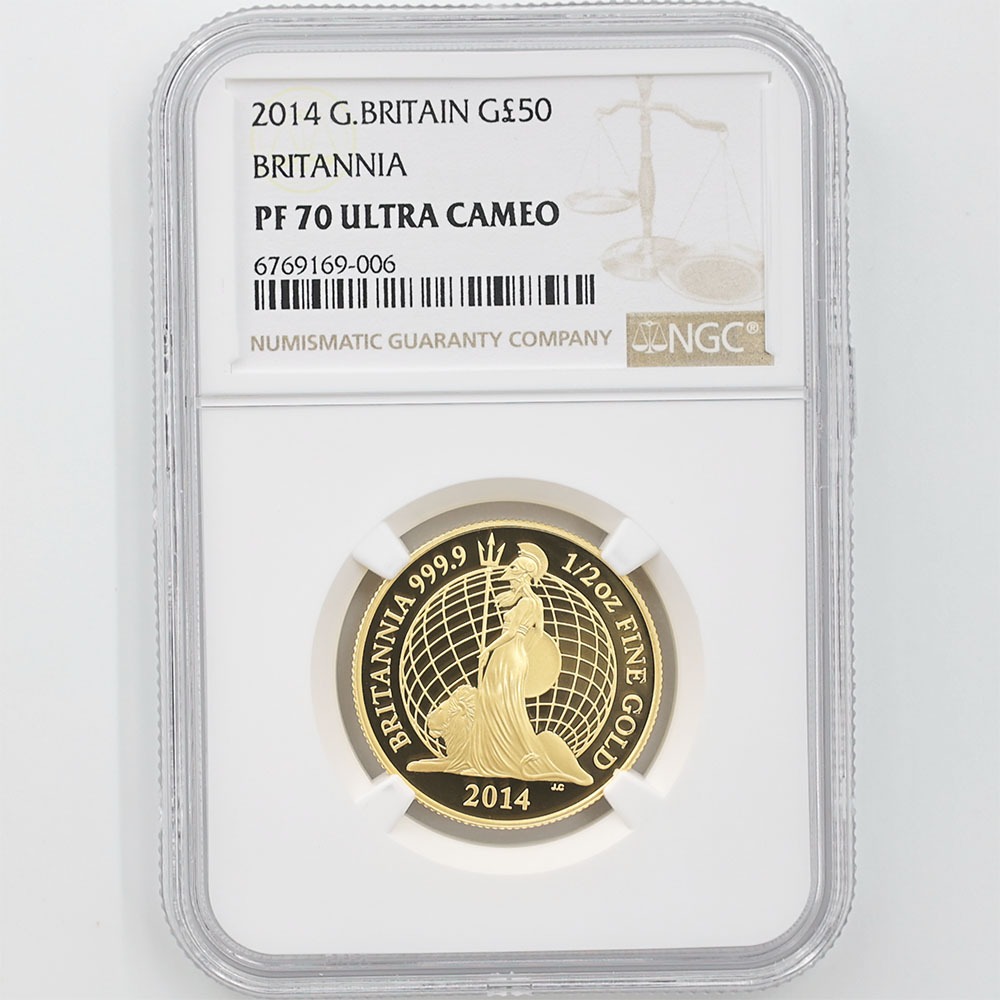 2014年 英國 不列顛尼亞 50英鎊 精製金幣 NGC PF 70 UC