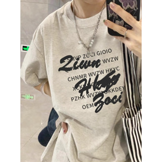 【鹿向南】 純棉 原宿風上衣 設計感小眾 短袖t恤女 ins 風 潮牌衣服 寬松 oversize 情侶上衣 印花上衣
