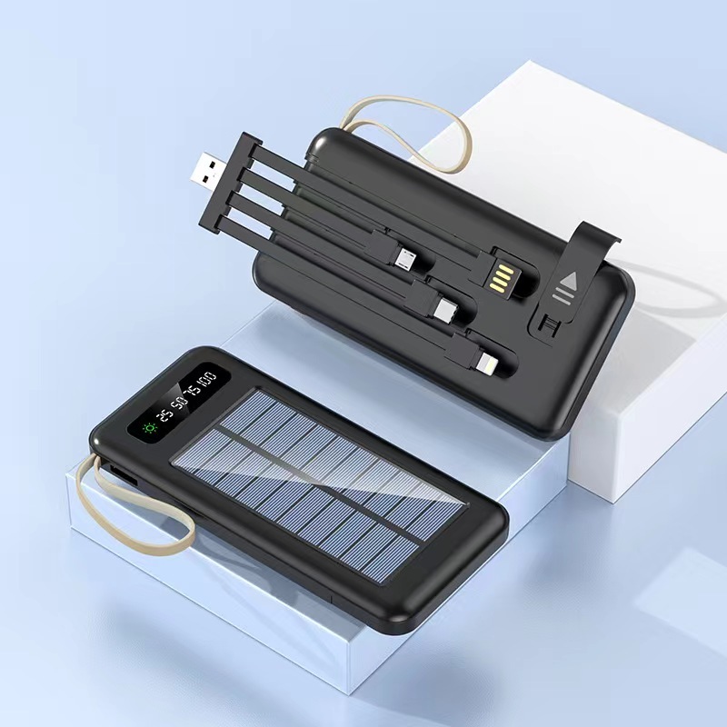 太陽能行動電源 無線行動電源  超大容量 自帶四綫 太陽能 行動充 適用蘋果安卓