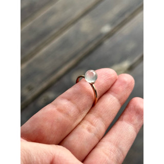 玻璃種珠珠18k玫瑰金戒指 圓珠直徑約6.7mm 內徑15.8開口可微調