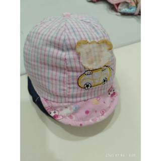 粉紅格紋 鴨舌帽 嬰幼兒 兒童帽 如圖 0-6月適用