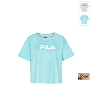 【FILA】女性 短袖 抗UV 吸濕排汗 運動T恤-湖水藍 5TEX-1319-LN