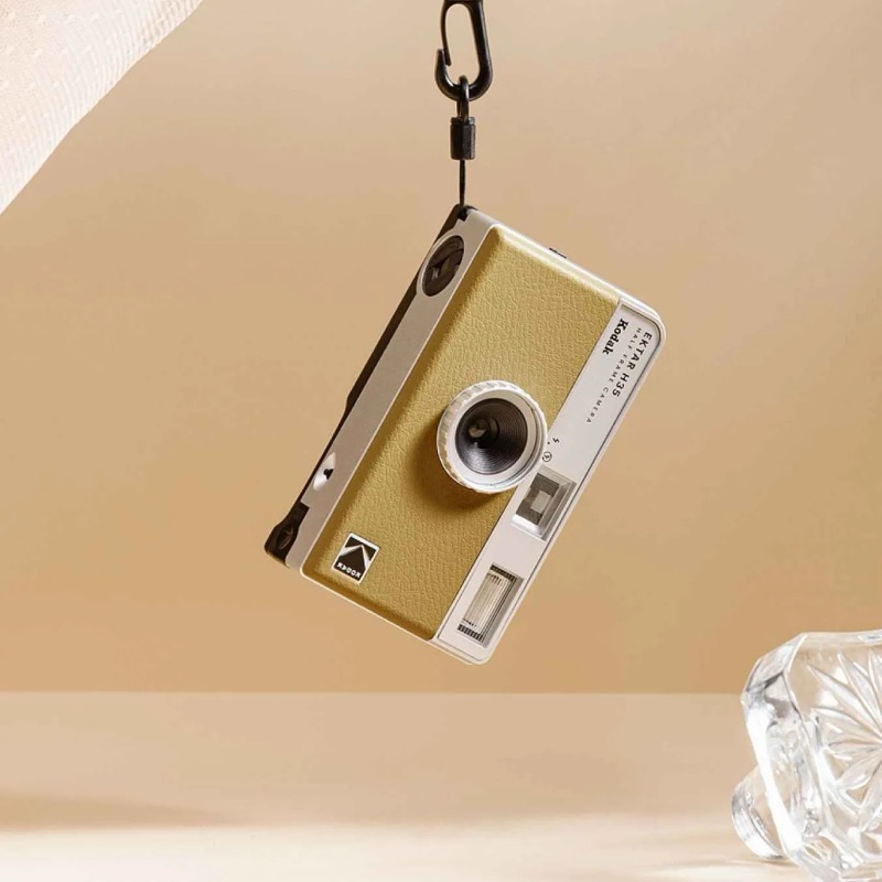 二手無外盒/ 柯達 Kodak Ektar H35 底片相機 半格相機 內建閃光燈 奶茶色檸檬黃