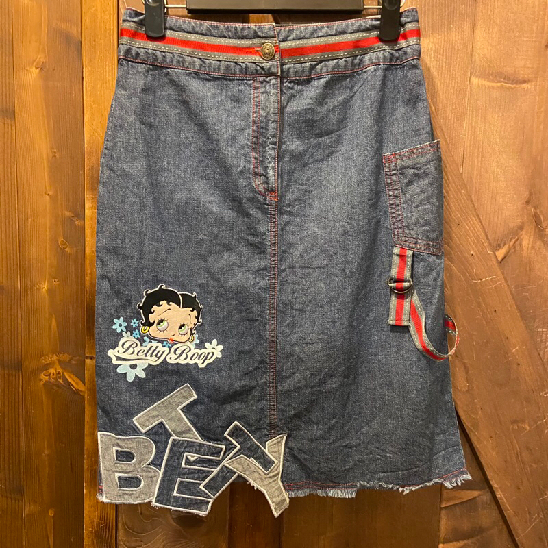 Betty Boop 刺繡牛仔及膝裙