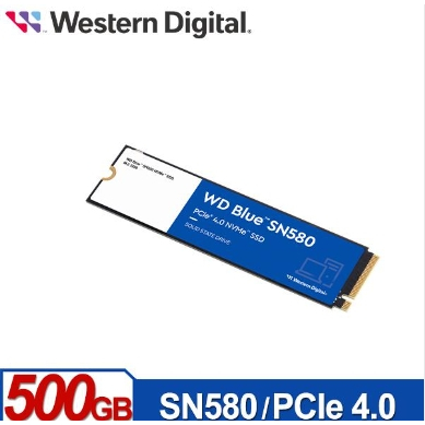 【臺灣出貨】【四月份促】WD 藍標 SN580 500GB M.2 PCIe 4.0 NVMe SSD