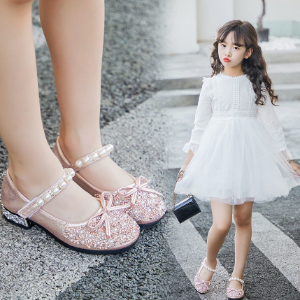 Alice  兒童小孩高跟鞋女童公主鞋2024秋新款童鞋時尚單鞋舞蹈鞋女童皮鞋