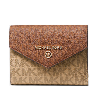 MICHAEL KORS 三折皮夾 防刮PVC皮革 皮夾 短夾 錢包 M37070 雙色MK(現貨)