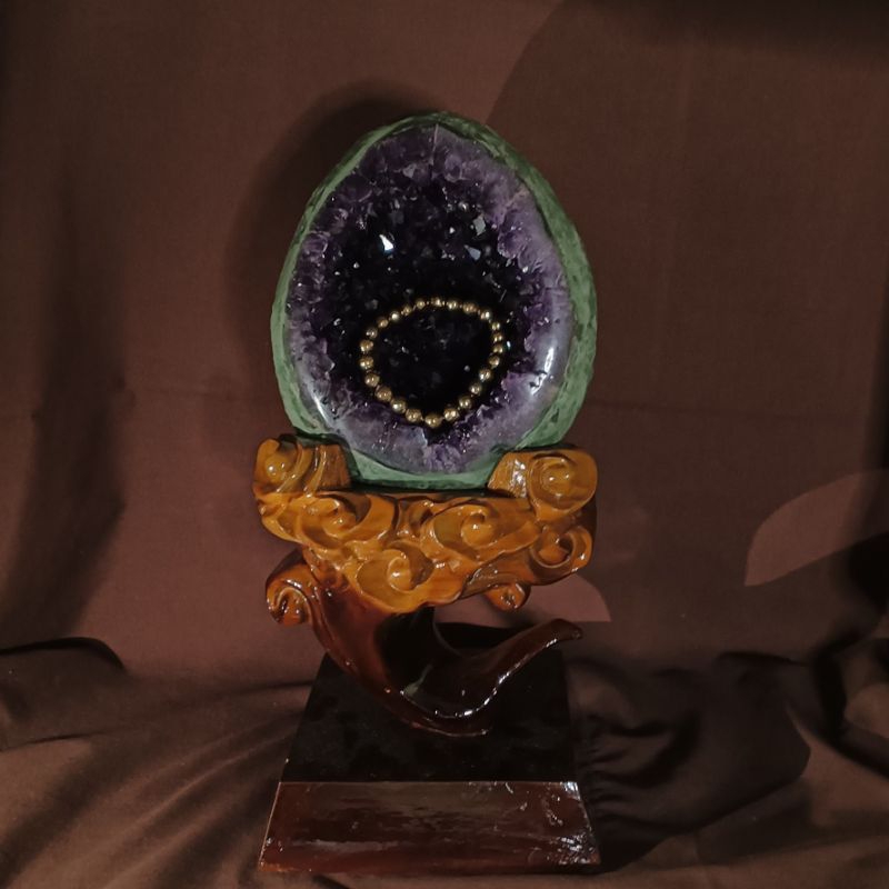 帝王紫 紫水晶 球花 恐龍蛋 3108g 含座量4207g150*150*320 烏拉圭 豔紫 深紫 晶洞 小晶洞