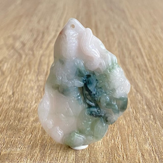 【採霏】天然緬甸玉A貨 翡翠 冰糯種紫色綠飄花乘龍觀世音菩薩玉墜（附贈：綁繩項鍊）
