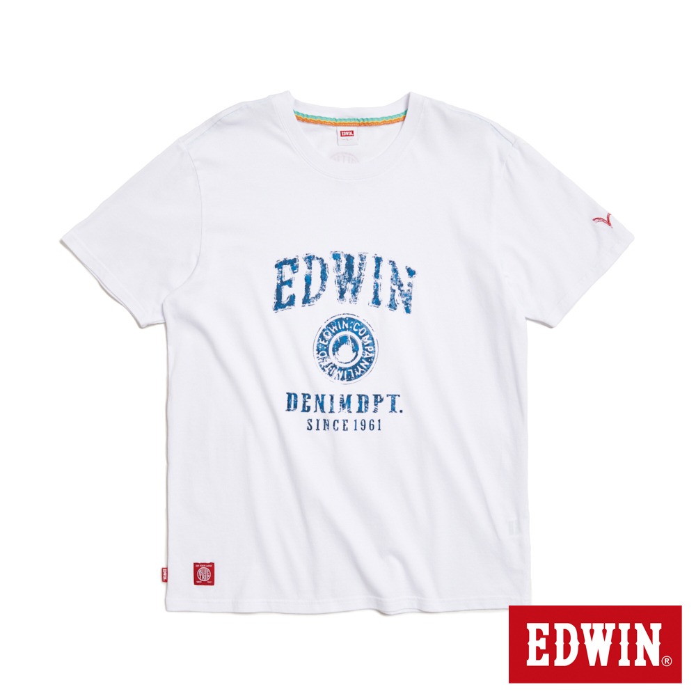 EDWIN 大力釦印花短袖T恤(白色)-男款