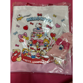 三麗鷗一番賞/Hello Kitty 50週年提袋+襪子