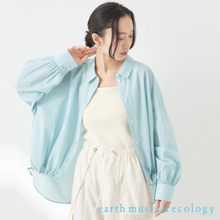 earth music&ecology 前短後長下擺抽繩設計微透感襯衫(1N41L0A0400)