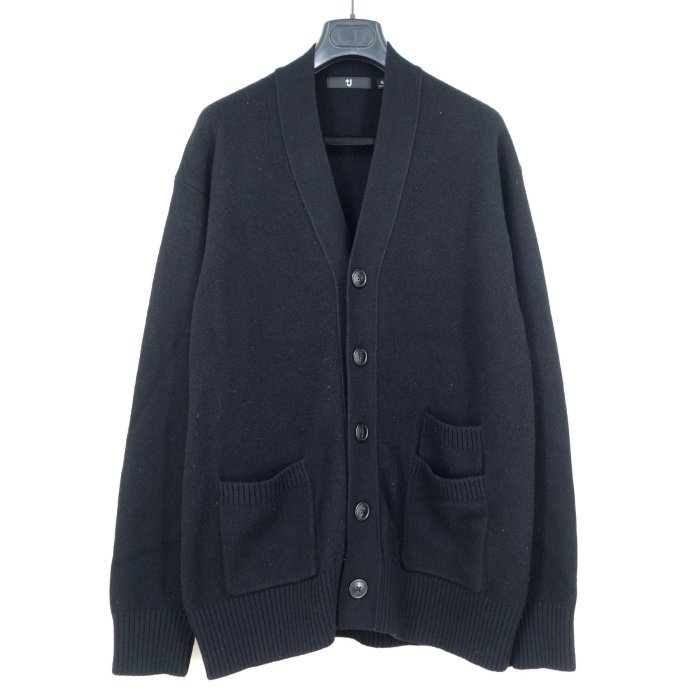 【UNIQLO】日本品牌 開襟 長袖毛衣外套 XL 黑 男