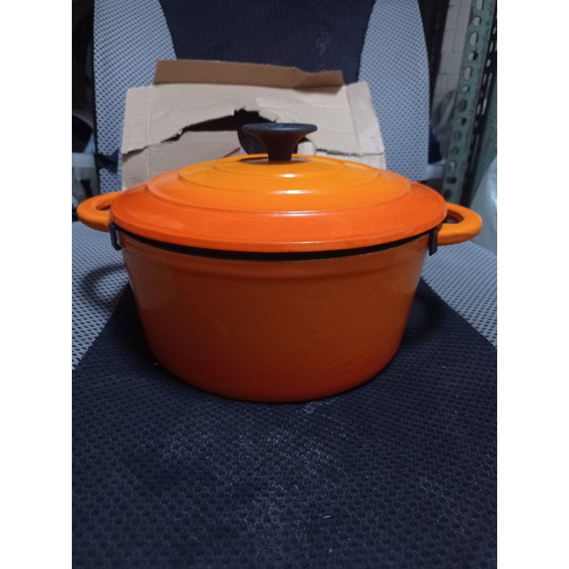 鍋寶歐風琺瑯鑄鐵鍋24cm橘色