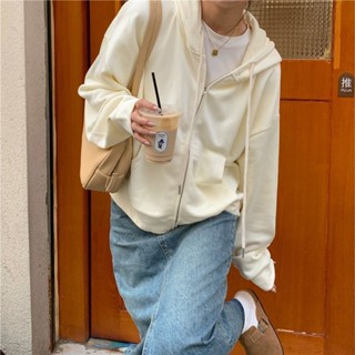 韓版寬鬆連帽外套 薄外套 短版 刷毛外套 衛衣 春秋 棉外套 小個子 女生外套 oversize 休閑 灰色外套
