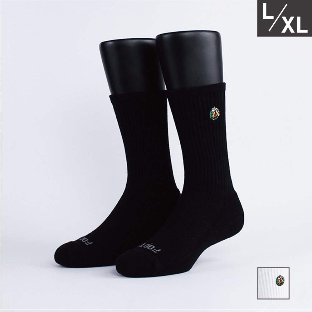 FOOTER 露營刺繡高筒登山襪  除臭襪 黑白  運動襪 出國 滑雪 百岳(男-T210L/XL)