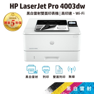 HP LaserJet Pro 4003DW 【免登錄五年保固】黑白雷射無線雙面印表機 (取代m404dw)