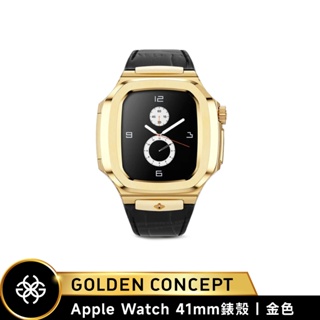 Golden Concept Apple Watch 41mm 金錶框 黑皮革錶帶 WC-ROL41-G