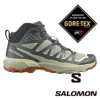 【SALOMON 法國】男中筒登山鞋GT X ULTRA 360 EDGE『灰/綠/黃』474599 戶外 露營 登山