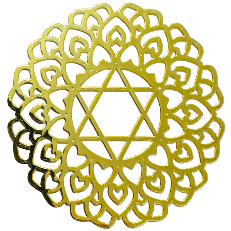 心輪之愛 大衛星 3.5cm 神聖幾何金屬貼片 銅合金 能量符號 冥想 磁場 靈性提升轉化 奧剛 金字塔 材料 居家佈置