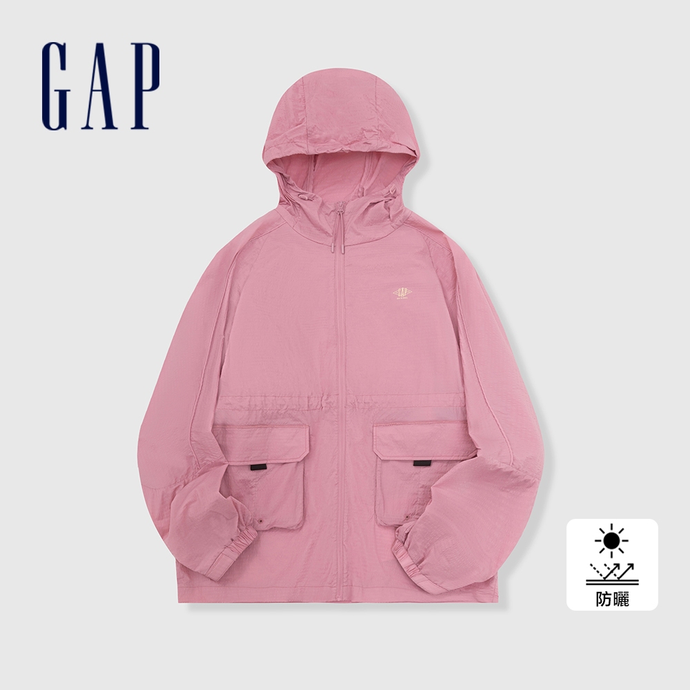 Gap 女裝 Logo防曬印花連帽外套-粉紅色(874489)