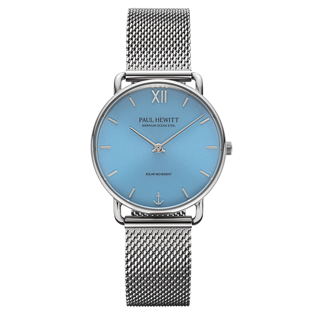 PAUL HEWITT 銀殼晴空藍光動能海洋鋼腕錶PH-W-0518